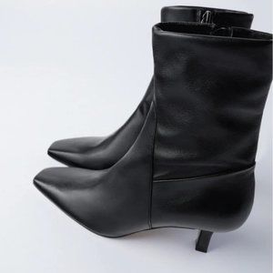 🔥MOVING SALE🔥NEW Zara Leather Ankle Boot Black